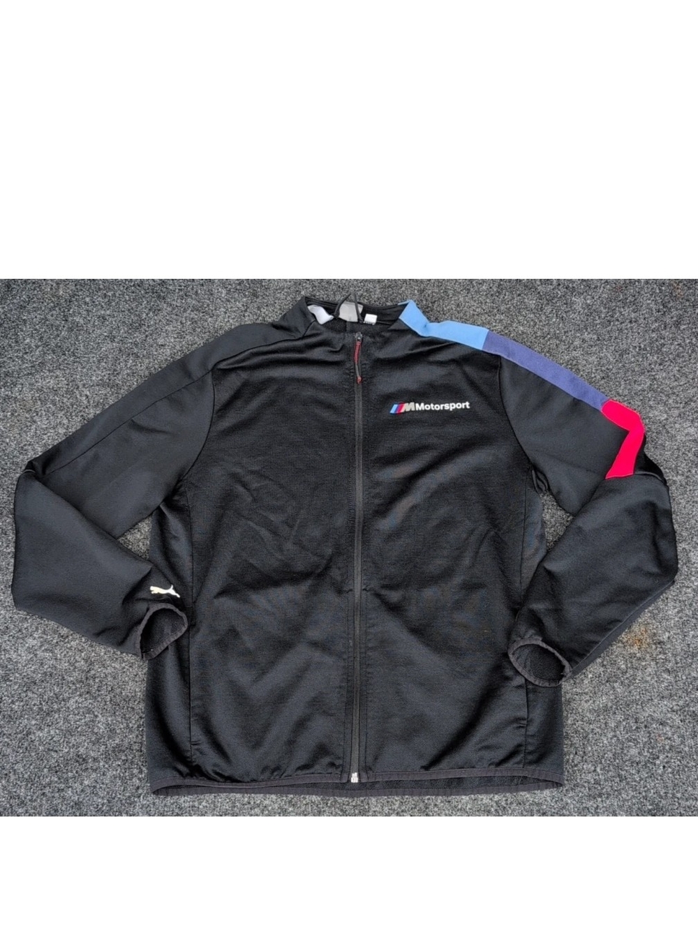 Puma Jacket Mens Large BMW Motorsport Track T7 Full Zip Racing Black Logos